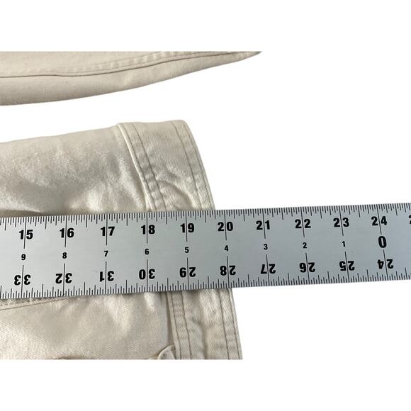 Talbots Off White Denim Jacket Ruffle Button Front Stretch Women’s Size Small - Picture 5 of 10